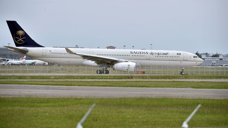 An Airbus A330 of Saudi airline company, also known as Saudi Arabian Airlines, lands in Toulouse, on July 22, 2017. 